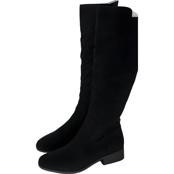Black Suede Knee-High Women's Boots - Picture 2 of 8